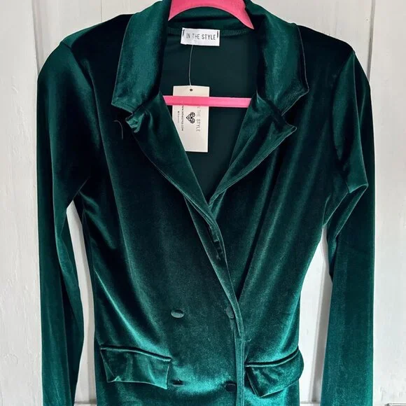 NWT In The Style Sexy Velvet Blazer Mini Dress - Picture 1 of 2